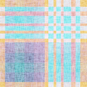 jumbo linen pastel rainbow plaid