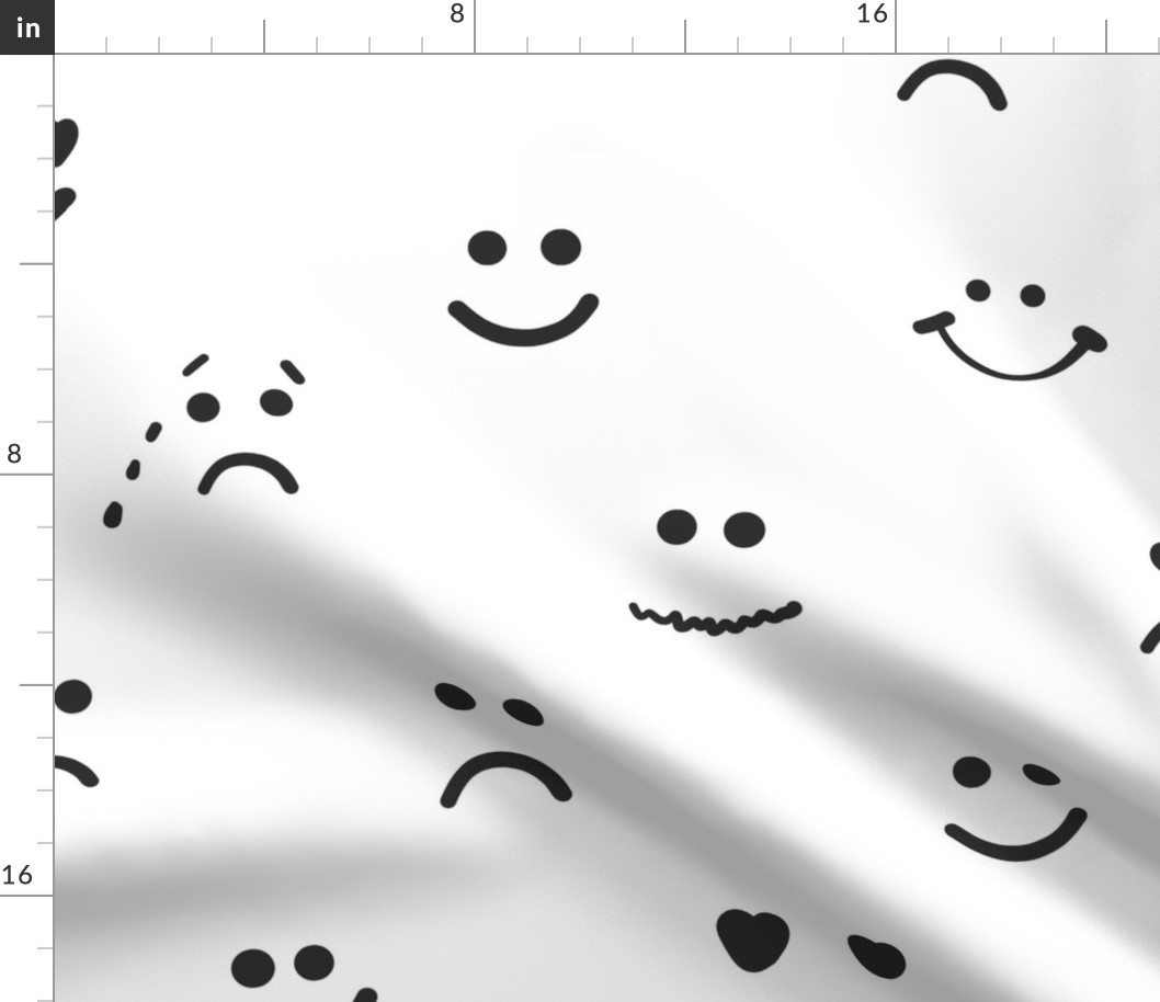 Sad face, happy face,  smiley face,  eyes heart face,  crying face repeated pattern