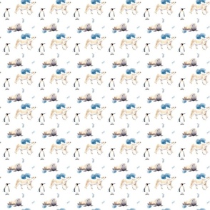 Bear Walrus Penguin Pattern White