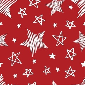 doodle stars christmas red