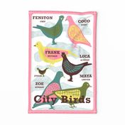 City Birds aka Pigeons! Tea Towel