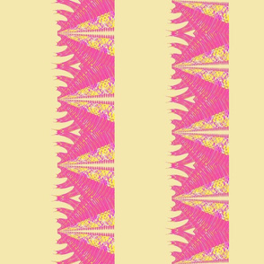 Fin Stripe - Pink & Custard - Half Drop