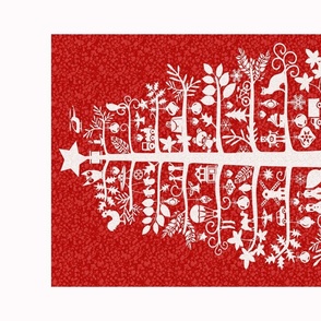 Christmas tree Tea Towel (red)