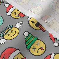 Christmas Holidays Smiley Emoticon Emoji Doodle on Grey Smaller 1,5 inch
