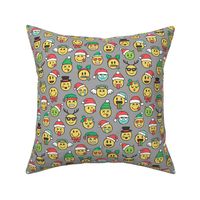 Christmas Holidays Smiley Emoticon Emoji Doodle on Grey Smaller 1,5 inch