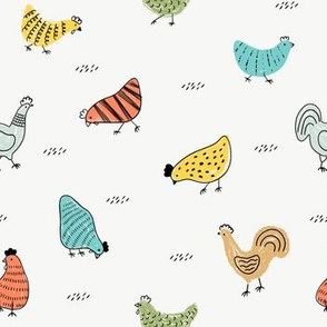 Vintage hens and roosters