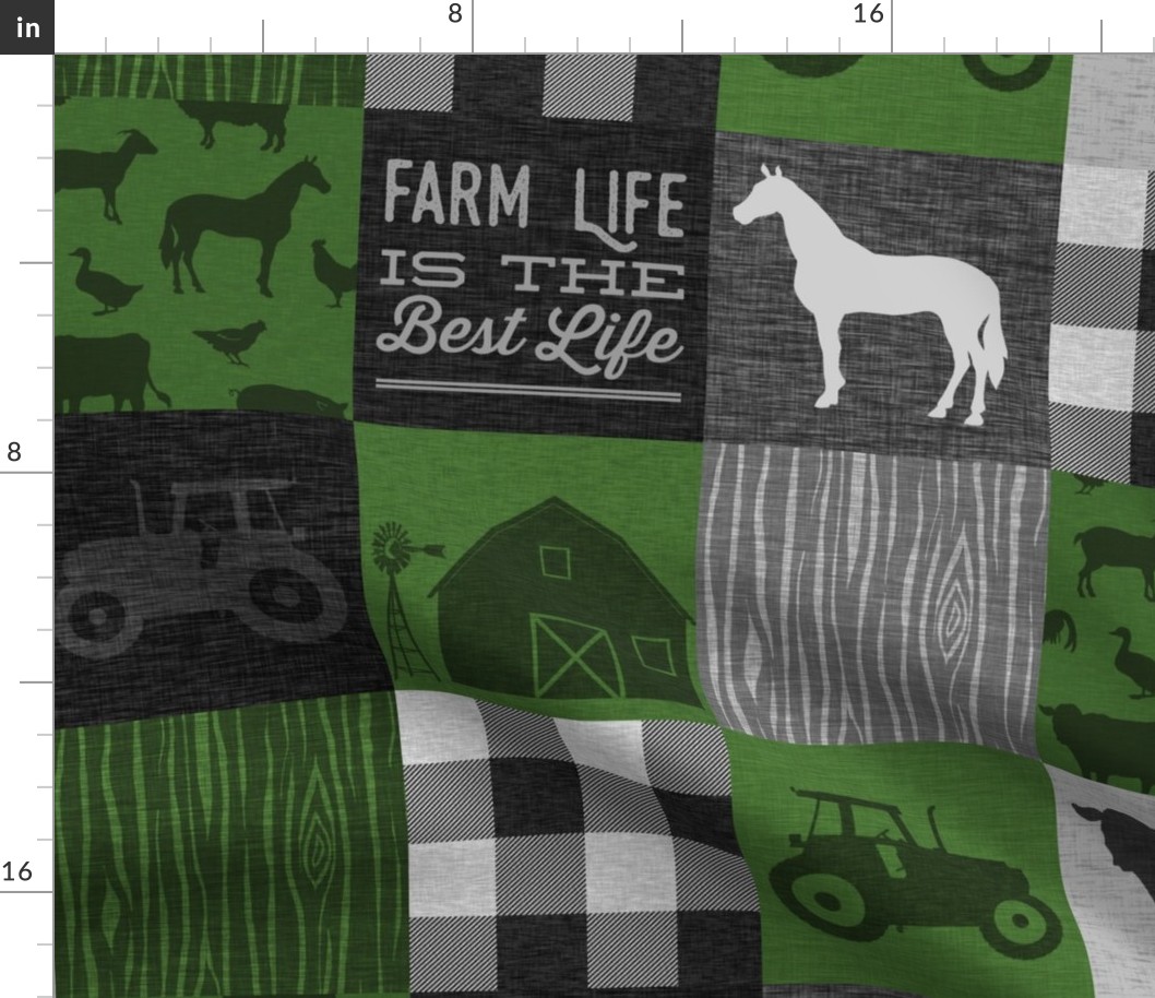 Farm Life Quilt - green/black