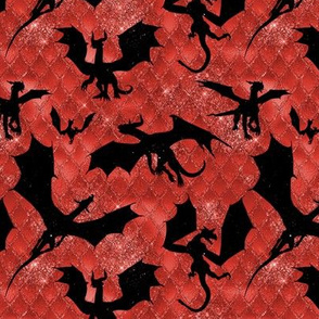 Small Dragons - black on red scales