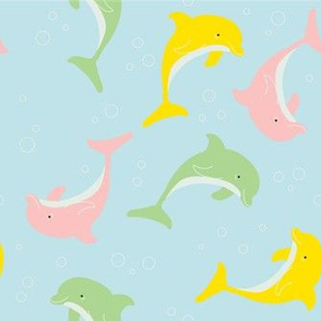Dolphin Dancing Fabric, Wallpaper and Home Decor | Spoonflower