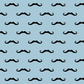 moustaches on grey blue