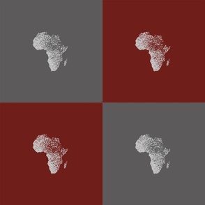Africa Map Squares Grey and Red