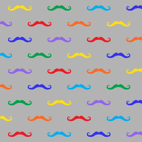 multicoloured moustaches on grey