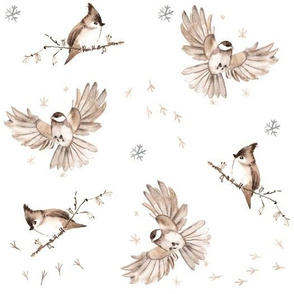 flying birds - white