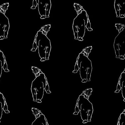 Polar Bears in Black & White with Black Background (Small Scale)