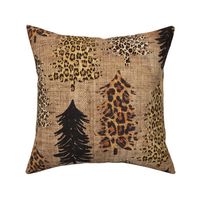 Leopard Christmas Trees on Burlap - large scale