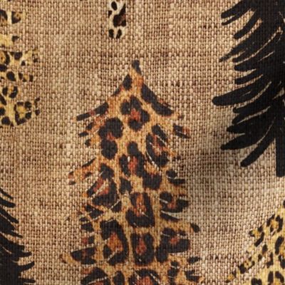 Leopard Christmas Trees on Burlap - large scale