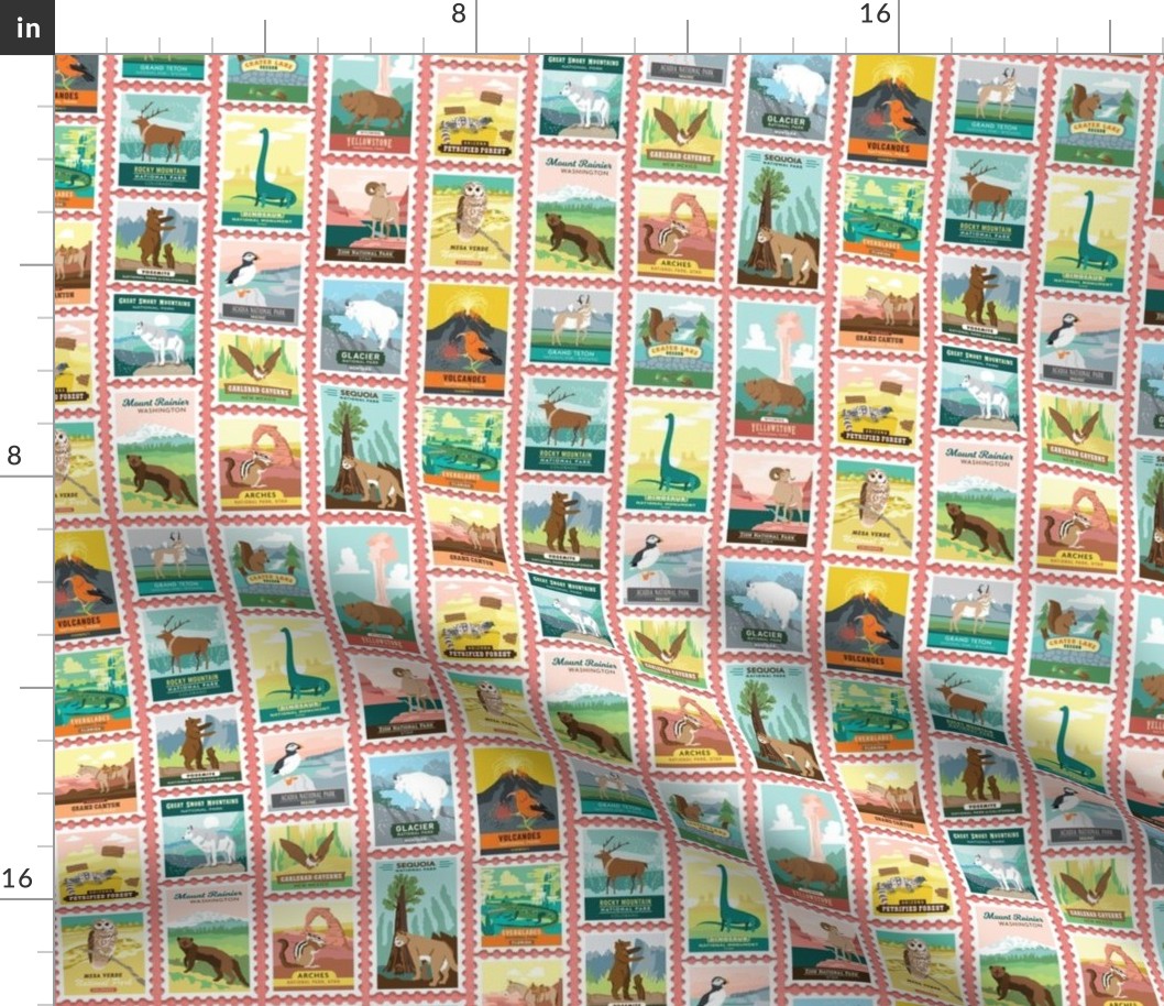 National Parks Stamps in Coral