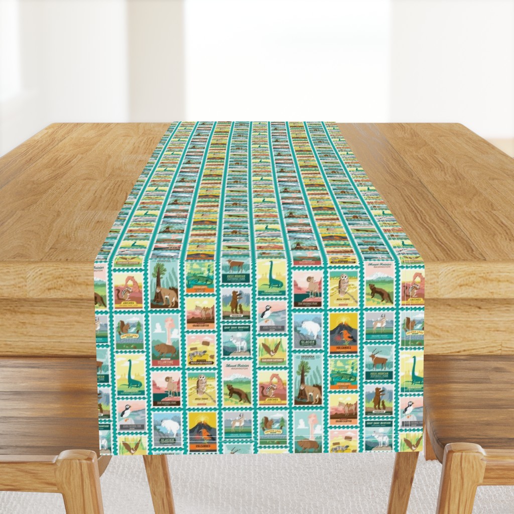 National Parks Stamps in Teal