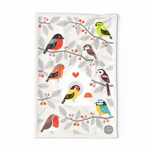 Garden Birds tea towel