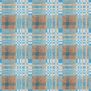 small linen blue rainbow plaid