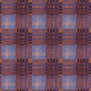 small linen copper blue rainbow plaid