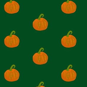 Little Pumpkins on Dark Forest Green