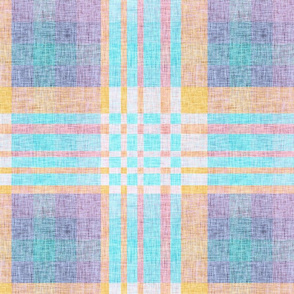 medium linen pastel rainbow plaid