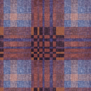 medium linen copper blue rainbow plaid