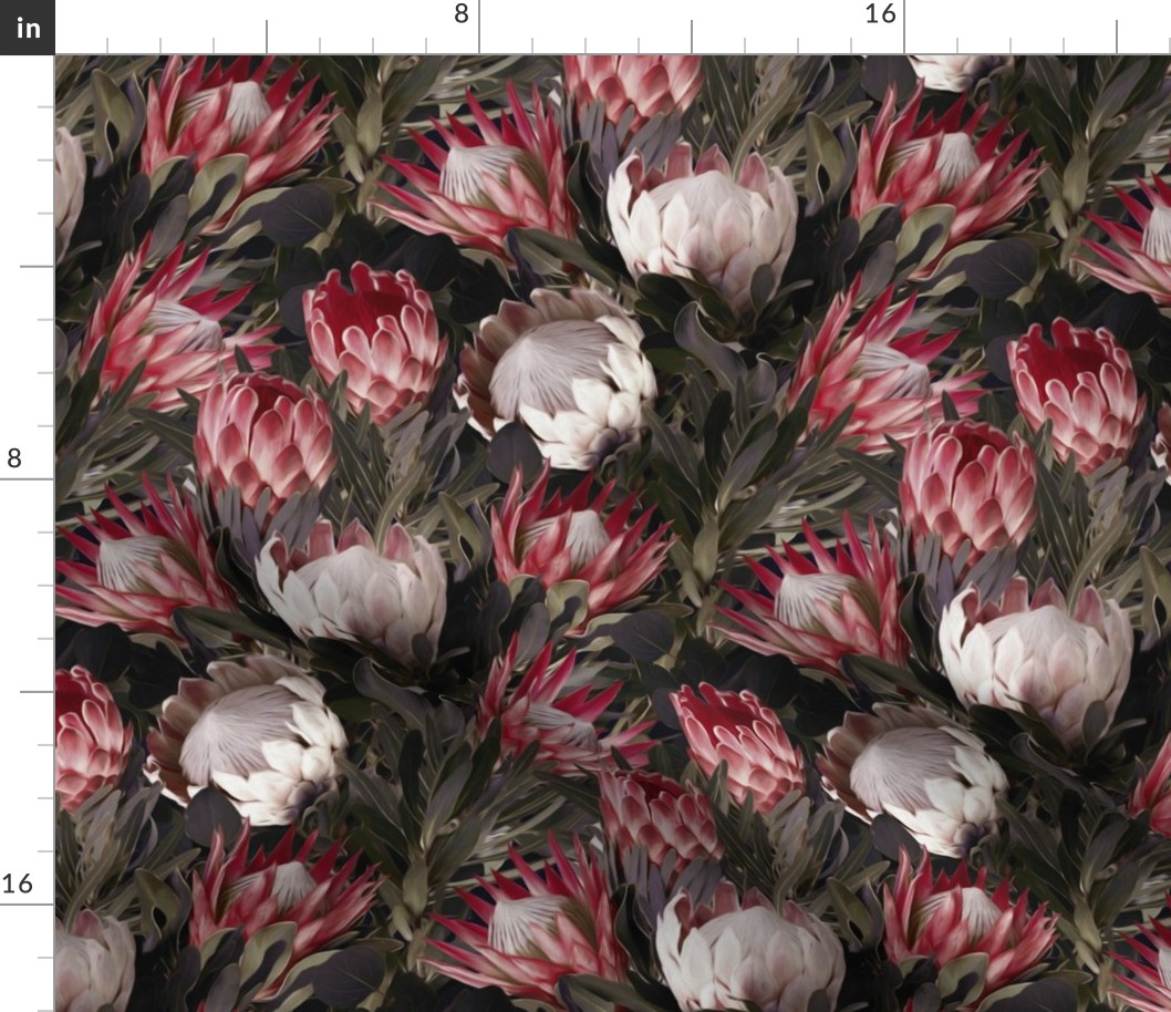 Sugarbush Protea Floral in Muted Tones - medium