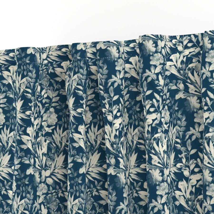 Moody Leaves in Grey Blue and Cream - small