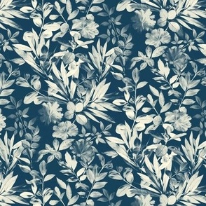 Moody Leaves in Grey Blue and Cream - small