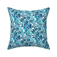 Garden Leaves in Aqua, Turquoise and Cobalt Blue - small