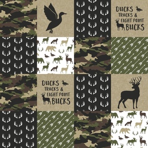 Ducks, Trucks, and Eight Point bucks V1- patchwork - woodland wholecloth - camo C2 duck & buck C20BS