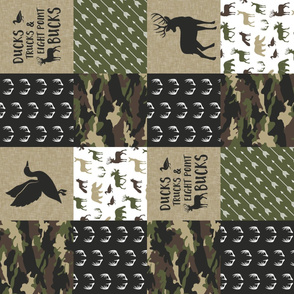 Ducks, Trucks, and Eight Point bucks V1- patchwork - woodland wholecloth - camo C2 duck & buck C20BS (90)