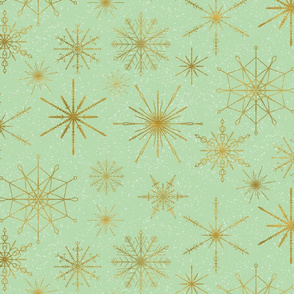 snowflake mandalas mint green gold large scale