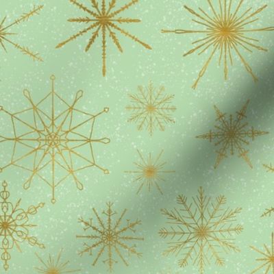 snowflake mandalas mint green gold medium scale