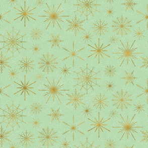 snowflake mandalas mint green gold medium scale