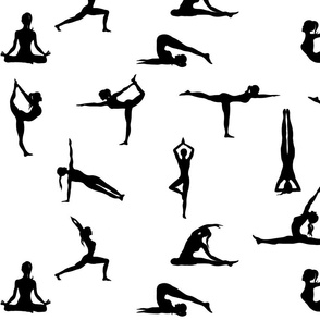 Yoga poses,yoga pattern,black and white background 