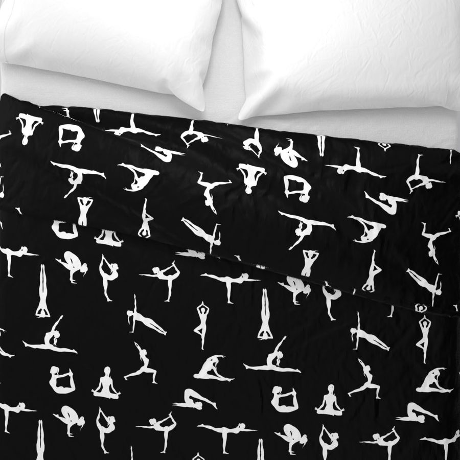 Yoga poses,black and white pattern.Yoga pa