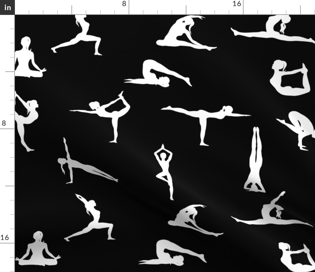 Yoga poses,black and white pattern.Yoga pa