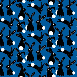 Black Bunnies on Blue
