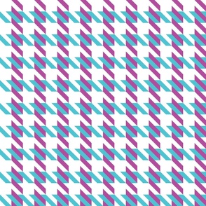 houndstooth white with cyan & fuchsia 