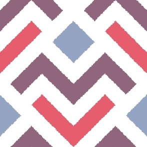 Geometric chevron arrows - Plum, magenta, blue, white - Big