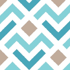 Geometric chevron arrows - Turquoise, brown, white - Big