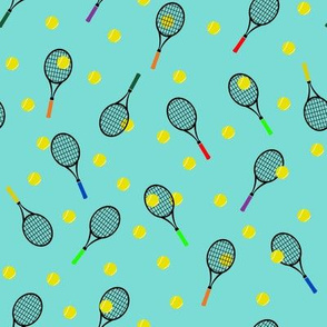 Tennis Racquets and Balls-Aqua