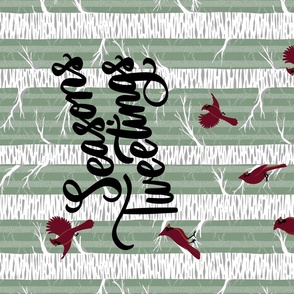 Seasons Tweetings! Red Cardinal holiday tea towel