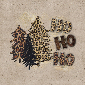 Leopard Christmas Tree Ho Ho HO - 18 inch square sham