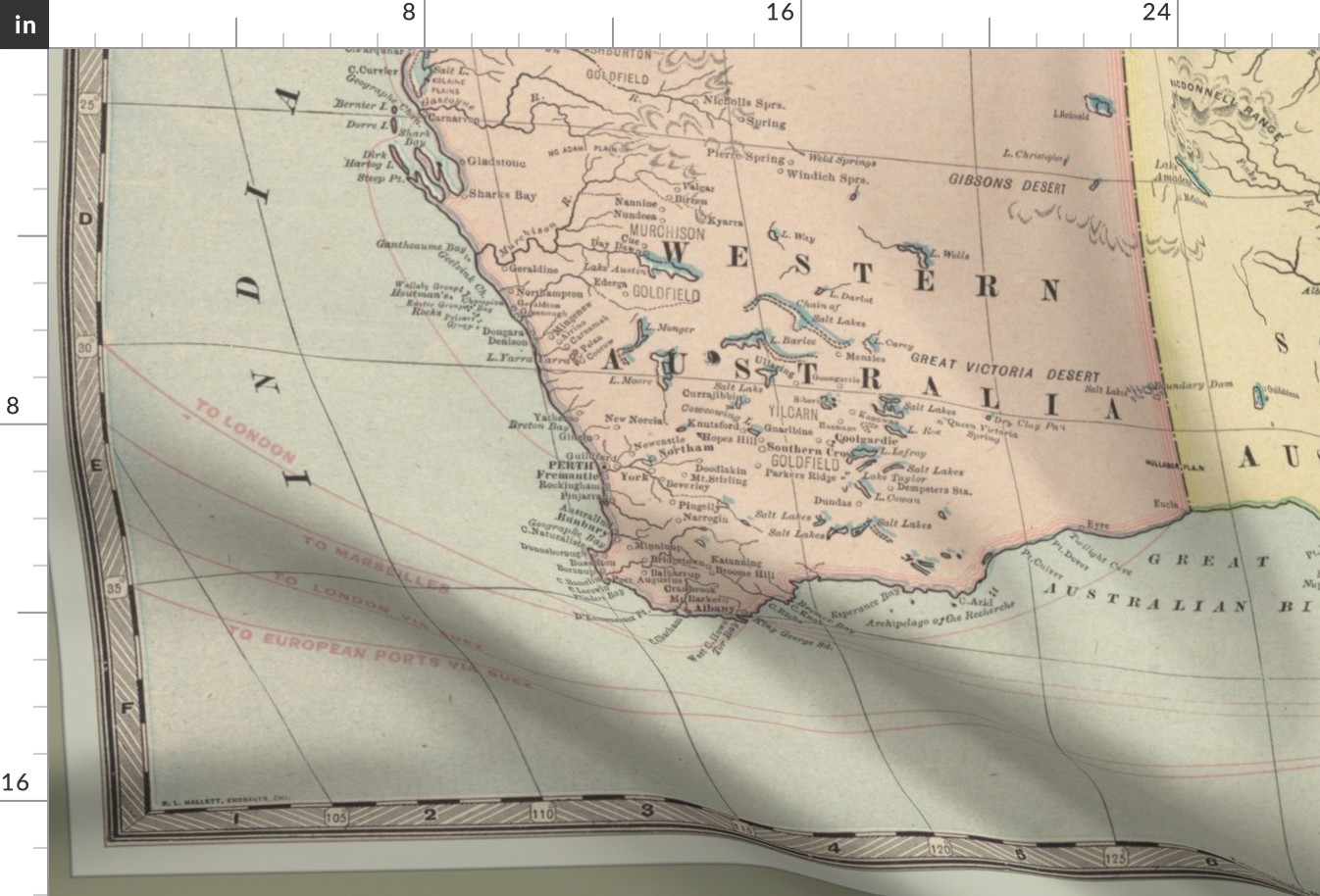 1899 Australia map, large yard