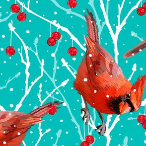 Snowy Winter Cardinals | Wintergreen