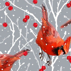 Snowy Cardinal Love | Cool Gray